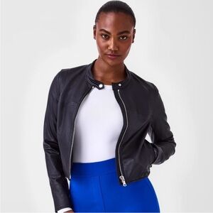 New SPANX Black faux Leather Moto Jacket